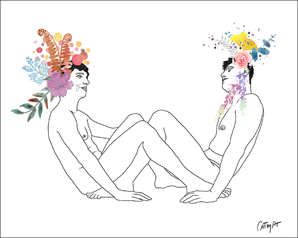 Hommes Fleurs Aquarelle et digital CatMat 2022